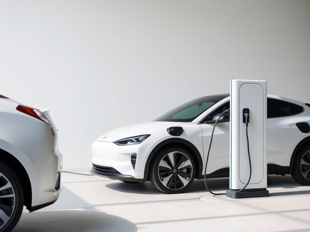 Moderne Elektrofahrzeuge an einer Ladestation